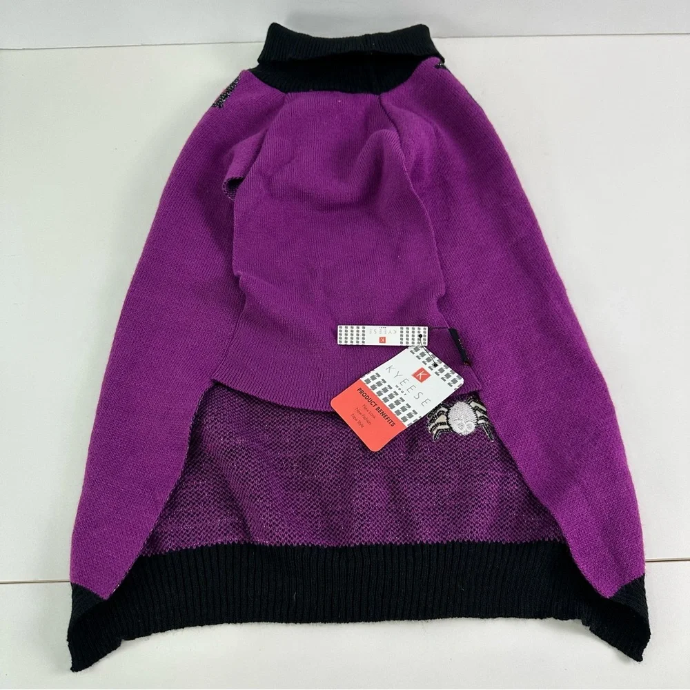 Kyeese Wear Purple and Black Dog Sweater Size XXL Silver Spider Web Design